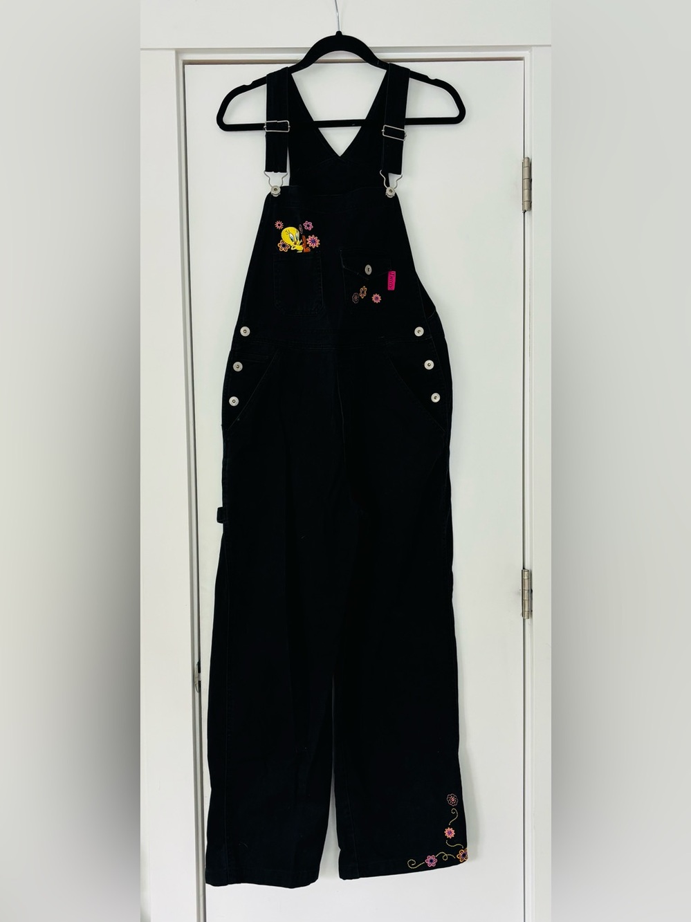 VTG Looney Tunes Tweety Cotton Denim Bib overalls size medium women's mint